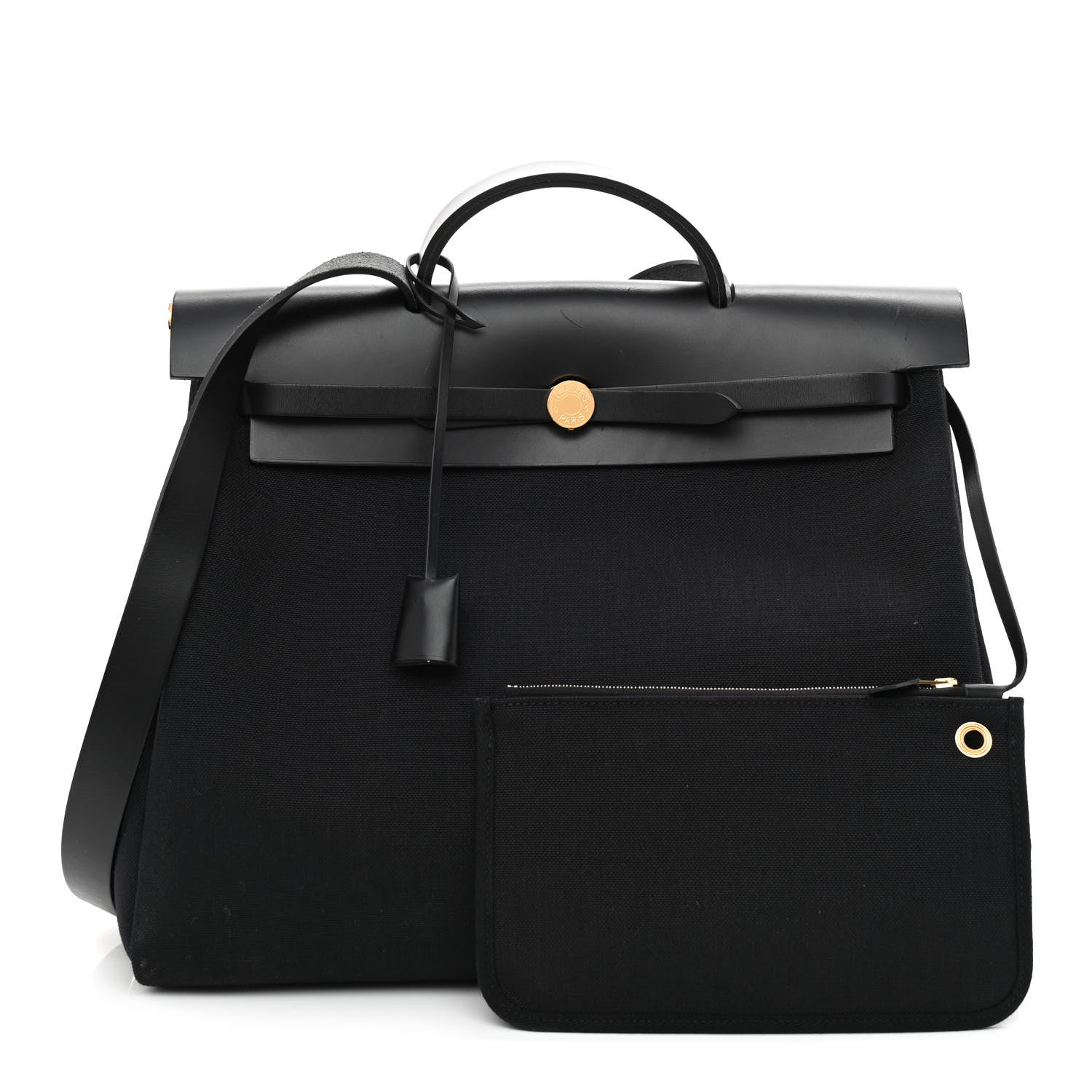 Hermes Toile Vache Calfskin Herbag 39 MM Black 1 of 15
