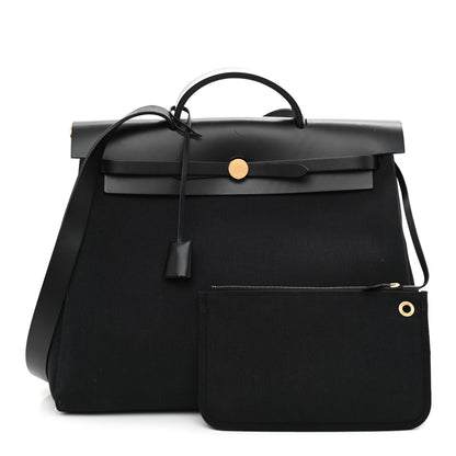 Hermes Toile Vache Calfskin Herbag 39 MM Black 1 of 15