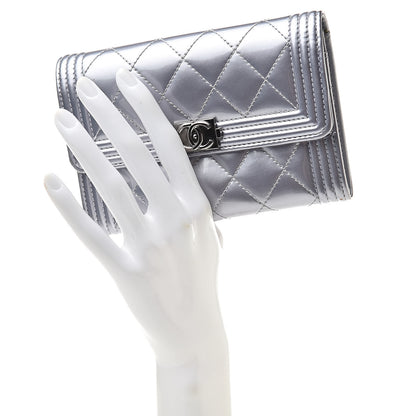 Chanel Patent Quilted Medium Boy Flap Wallet Purple 2 of 15