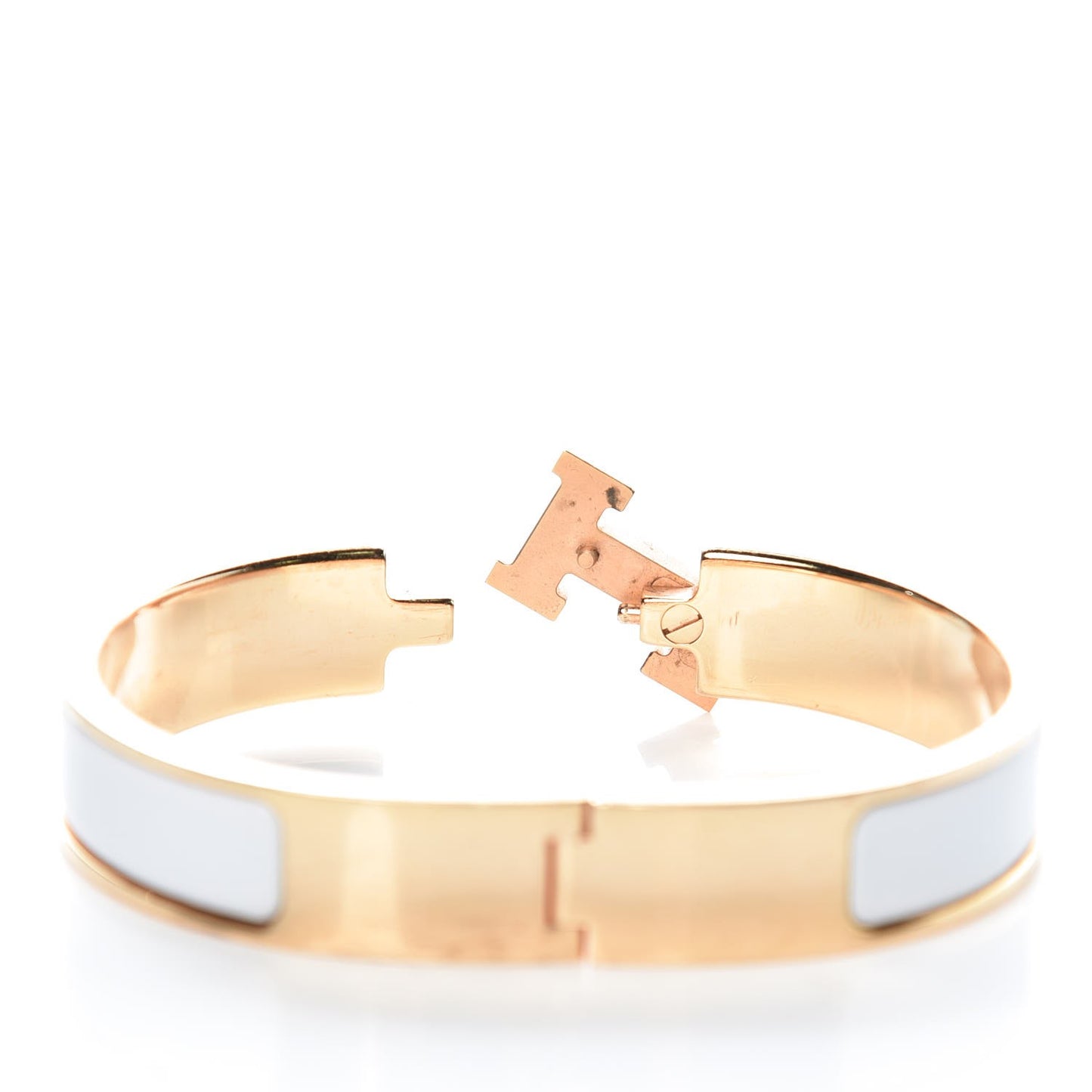 Enamel Narrow Clic Clac H Bracelet PM White