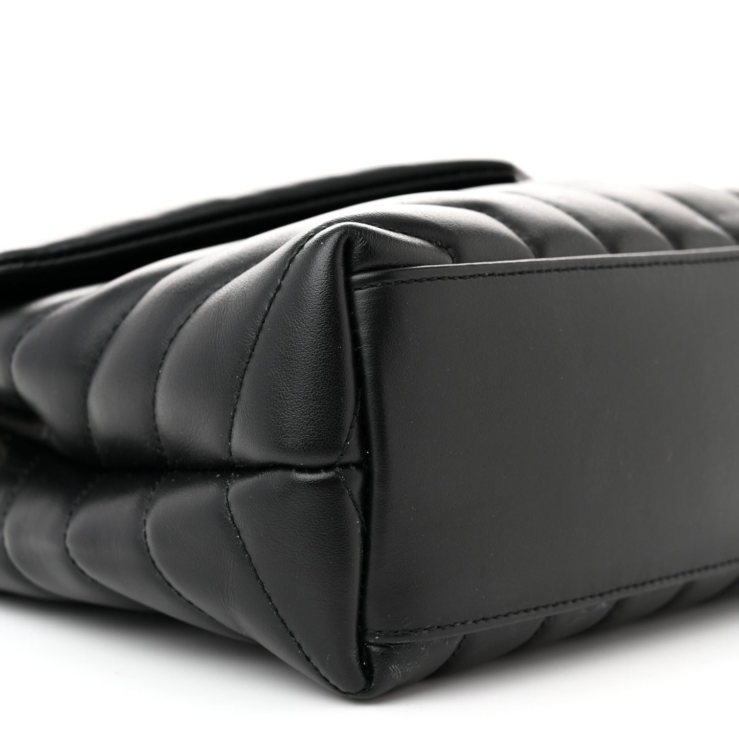Calfskin Y Quilted Monogram Small Loulou Chain Satchel Black
