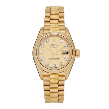 Rolex 18K Yellow Gold Diamond  26mm Datejust President Watch Champagne 69278 1 of 5