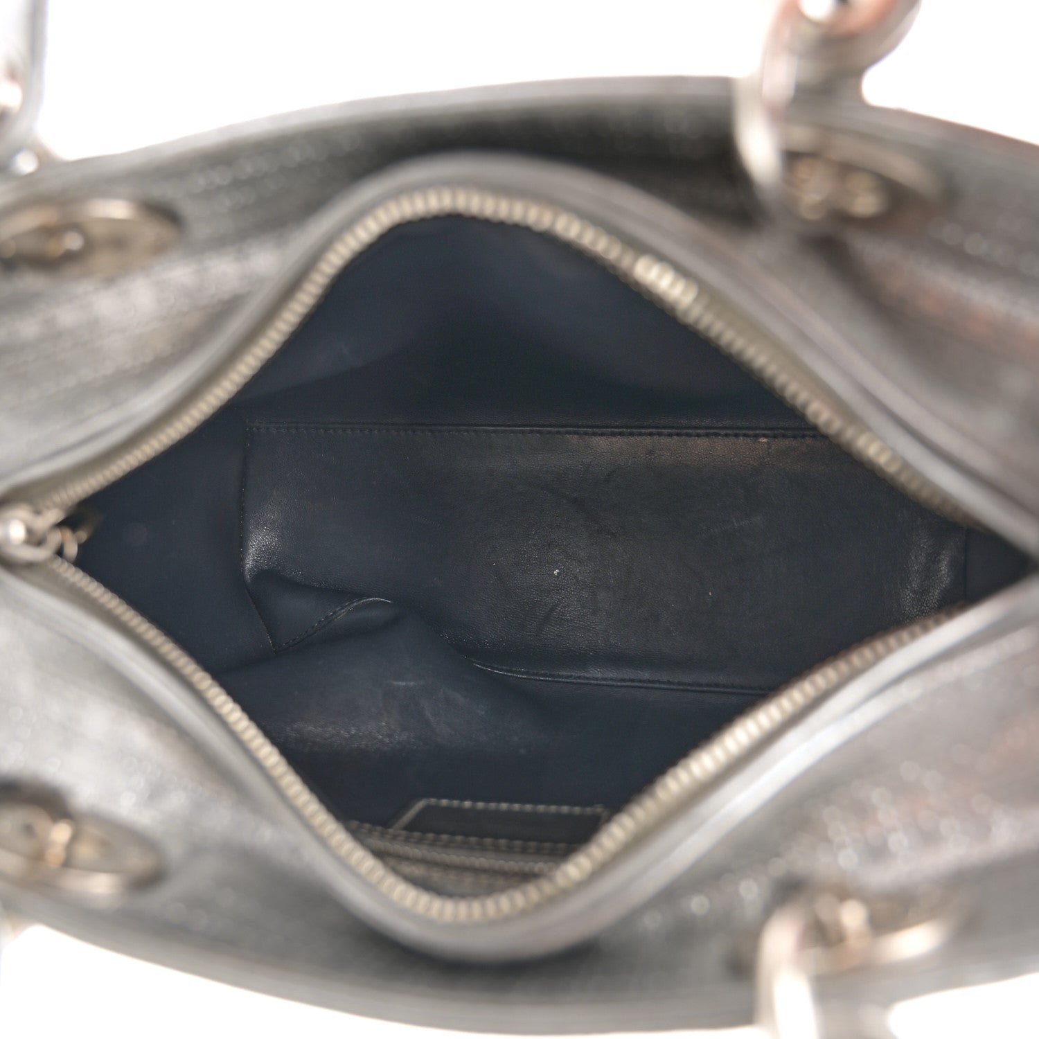 Christian Dior Metallic Patent Micro-Cannage Medium Lady Dior Silver 5 of 13