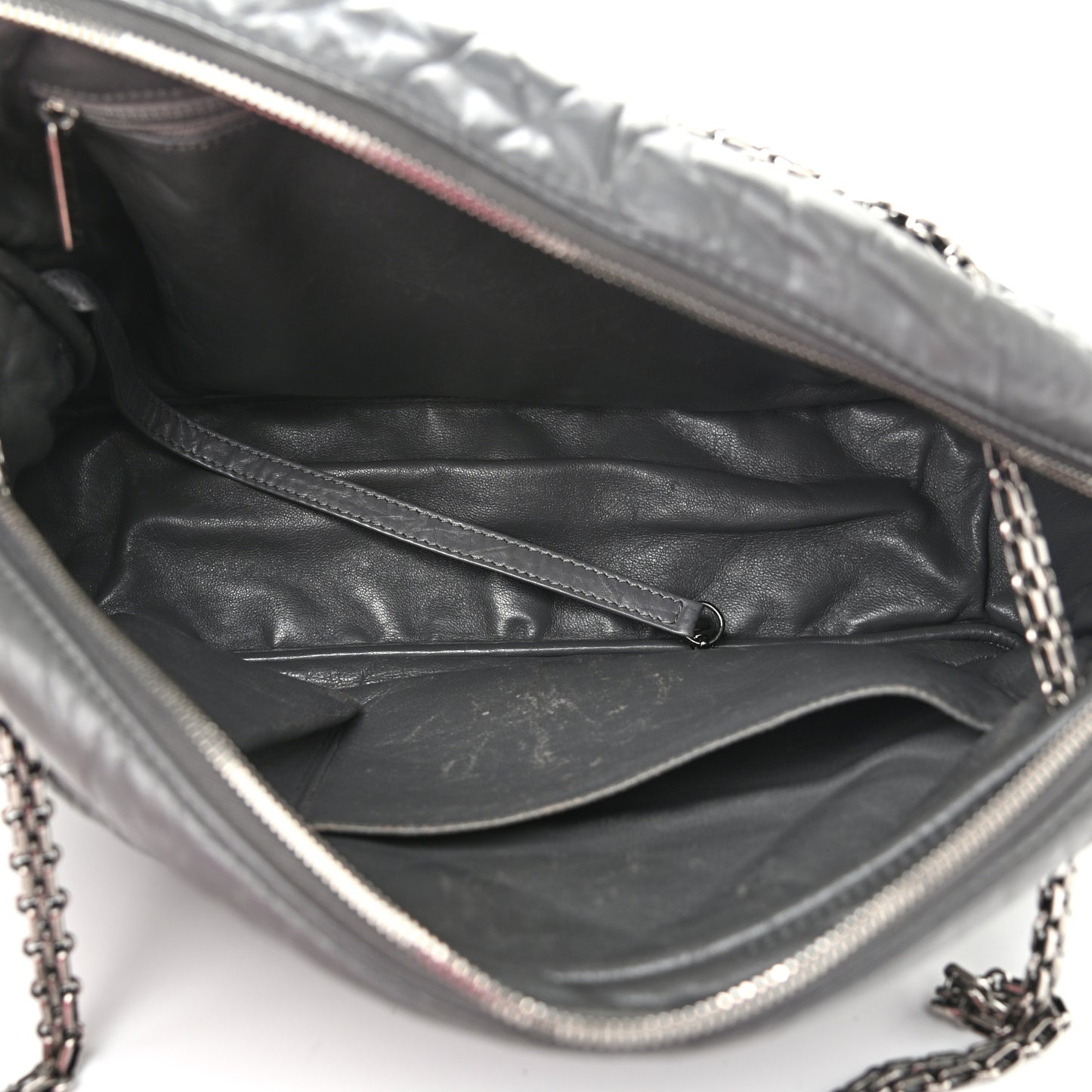 Aged Calfskin Quilted Large Reissue Camera Case Grey