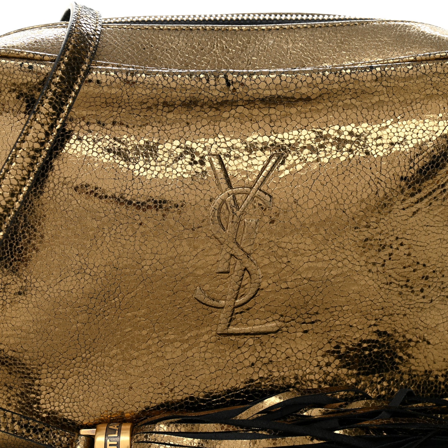 Calfskin Lame Monogram Small Lou Camera Bag Gold Olive