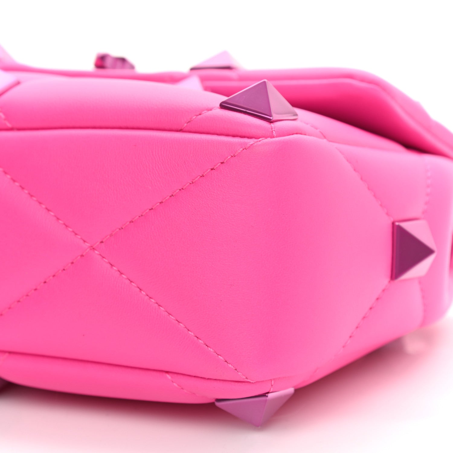 Valentino Garavani Nappa Lacquer Monochrome Medium Roman Stud Shoulder Bag Pink PP 9 of 9