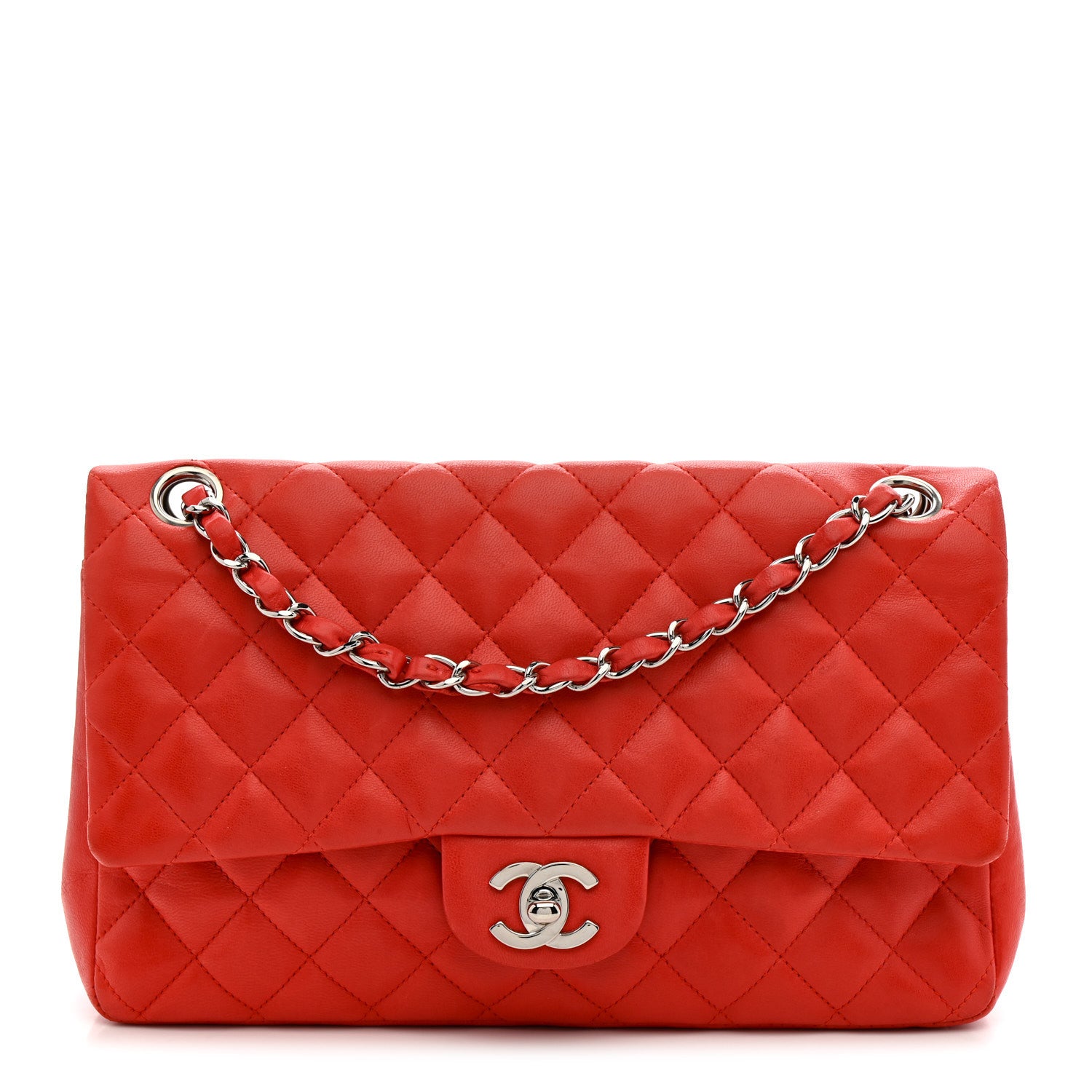 Chanel Lambskin Quilted Medium Single Flap Red 1 of 12