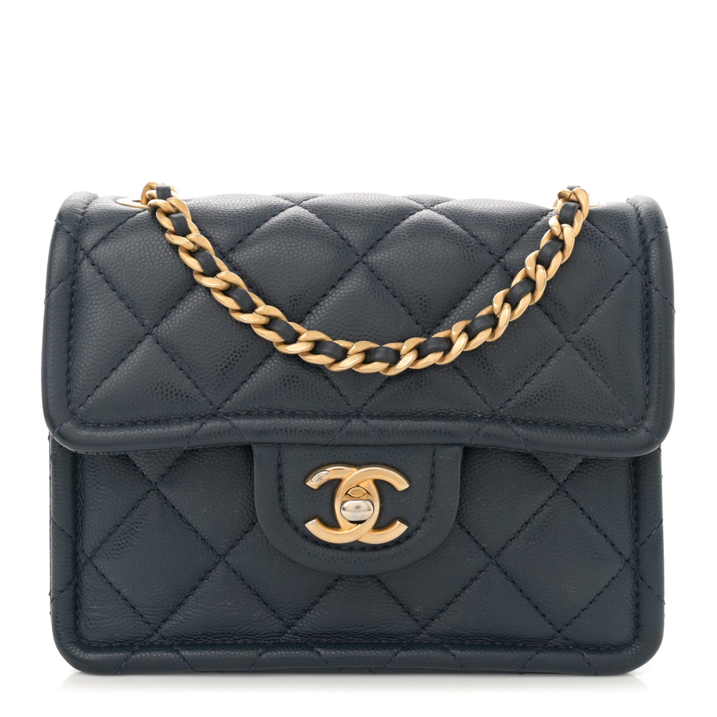 Caviar Quilted Mini Sweet Classic Flap Navy Blue