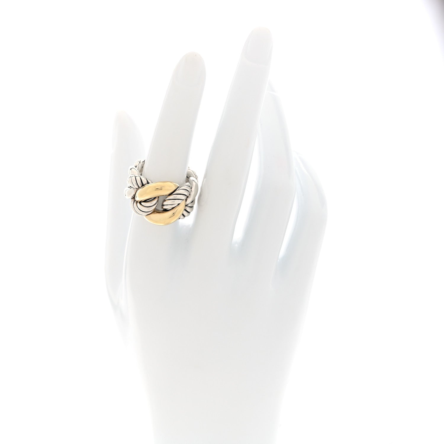 David Yurman Sterling Silver 18K Yellow Gold Belmont Ring 52 6 2 of 4