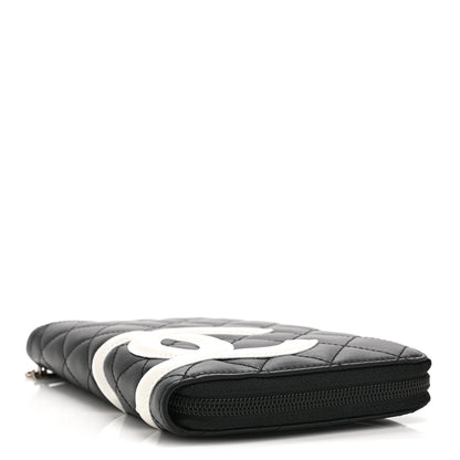 Chanel Calfskin Cambon Zip Around Organizer Wallet Black White 4 of 14