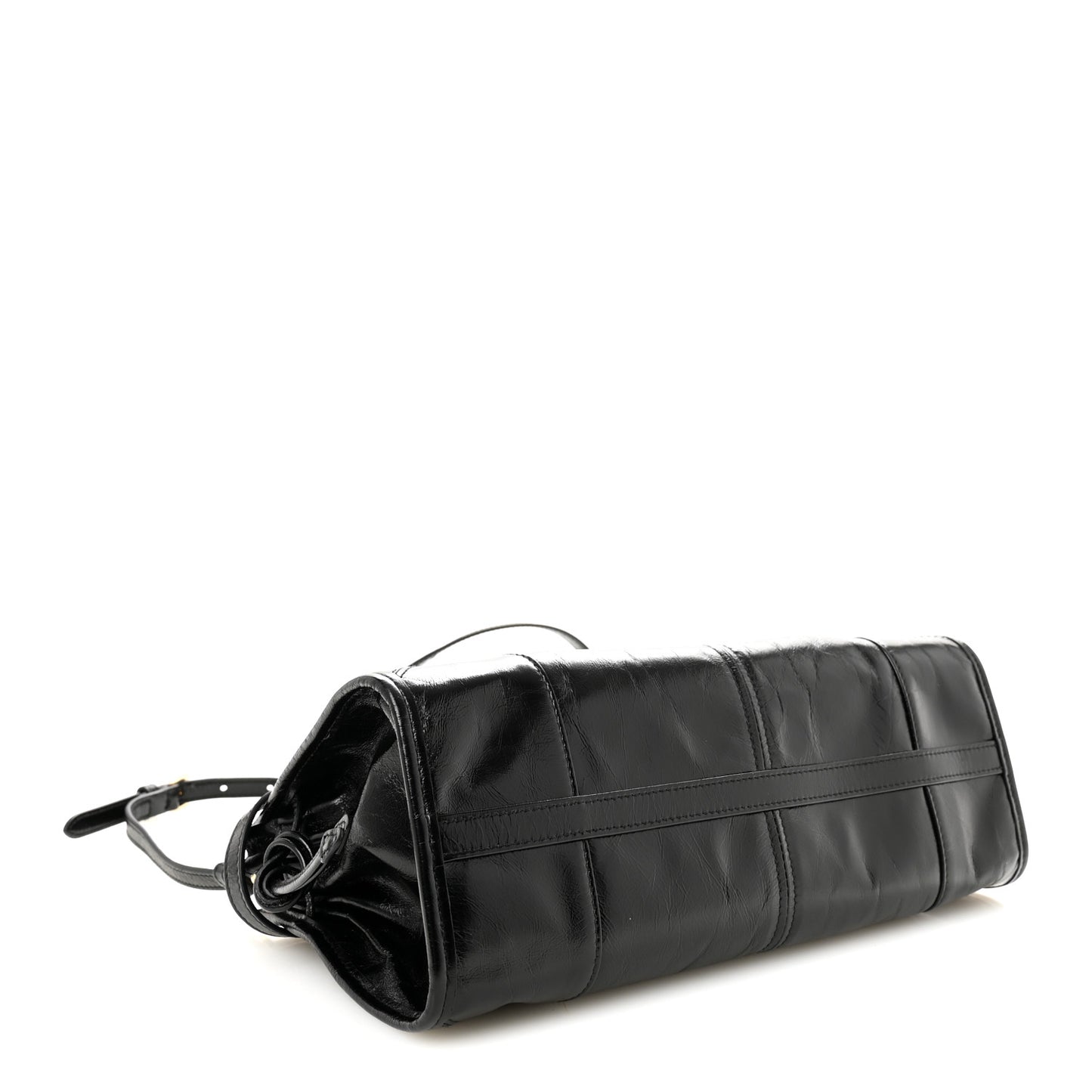 Glossy Calfskin Triangle Medium Bonnie Shoulder Bag Black