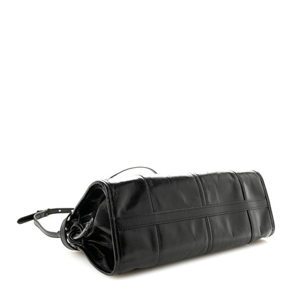 Prada Glossy Calfskin Triangle Medium Bonnie Shoulder Bag Black 4 of 9