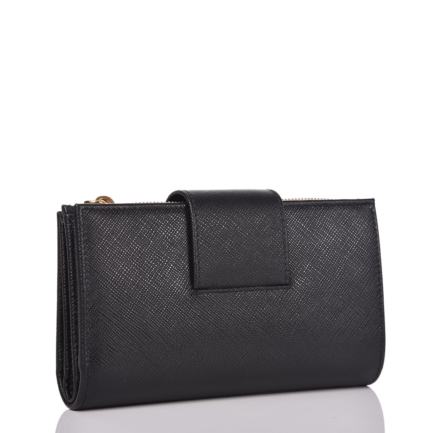 Prada Saffiano Metal Medium Wallet Black 3 of 7