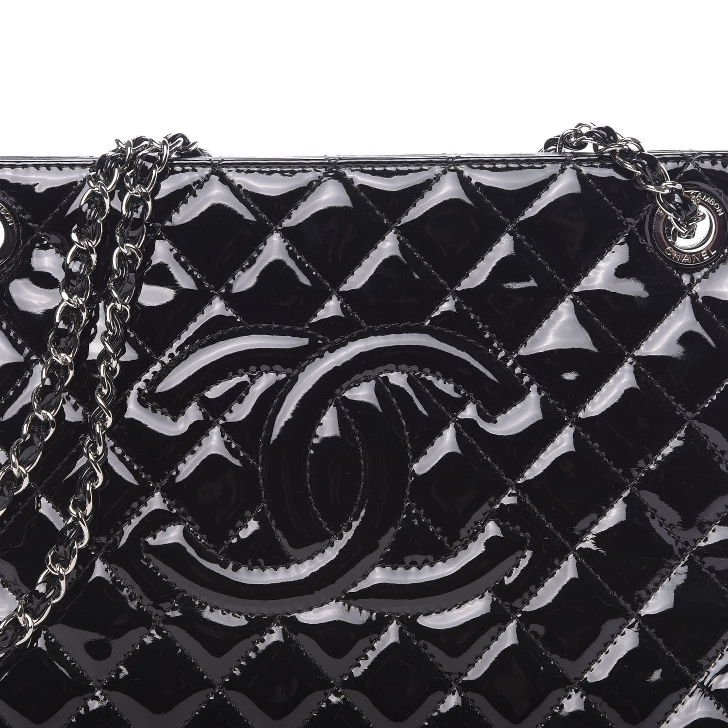 Chanel Patent Quilted Timeless CC Shopping Tote Black 8 of 14