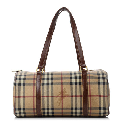 Burberry Haymarket Check Barrel Bag Brown 1 of 12