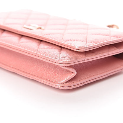 Chanel Iridescent Caviar Quilted Wallet on Chain WOC Rose Pink 10 of 11
