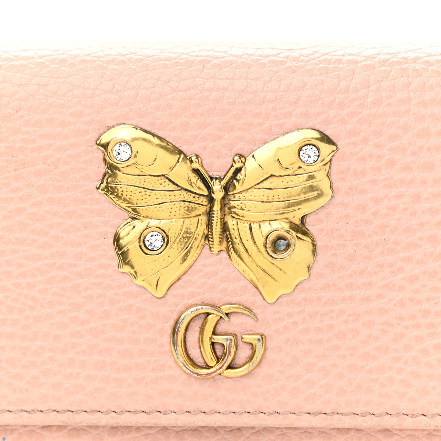 Pebbled Calfskin Butterfly Continental Wallet Perfect Pink