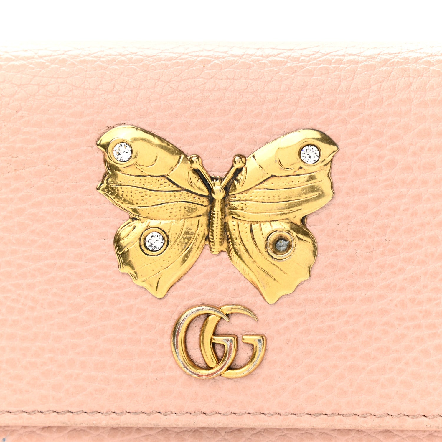 Gucci Pebbled Calfskin Butterfly Continental Wallet Perfect Pink 11 of 13
