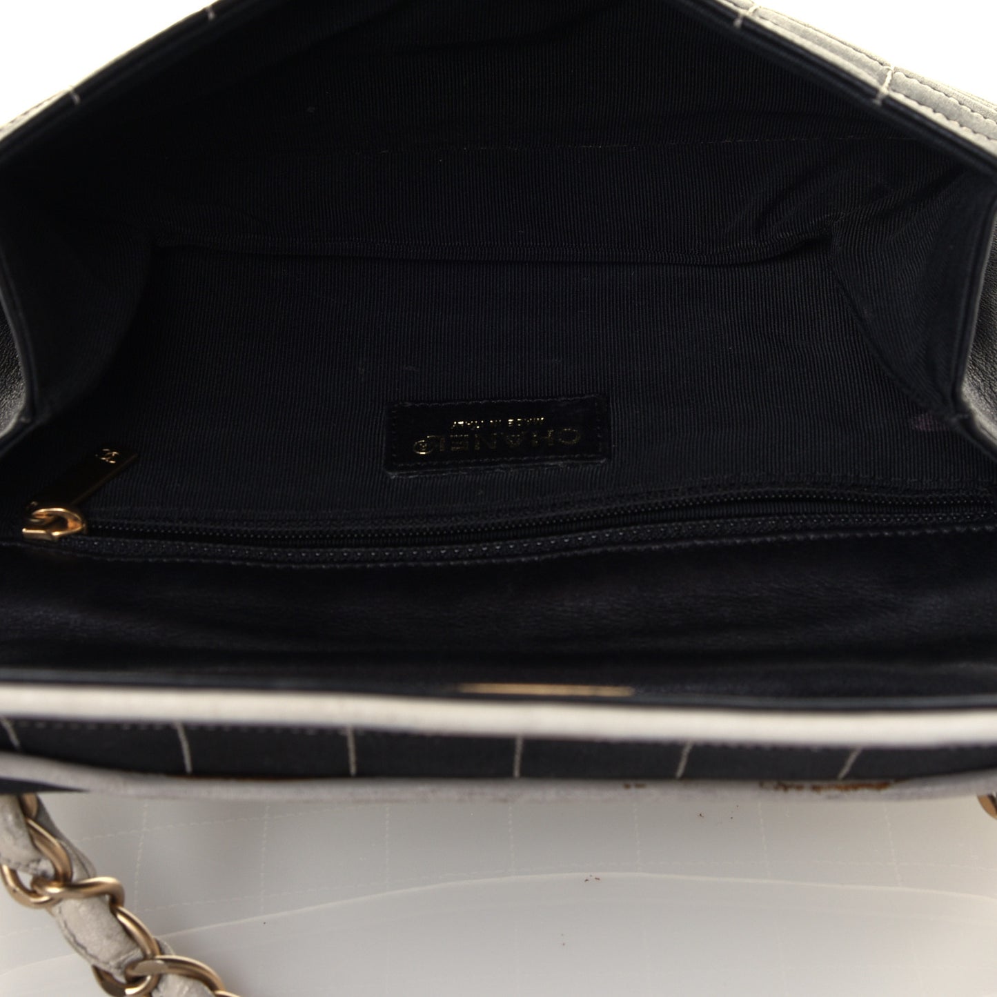 Satin Quilted Chocolate Bar Flap Black