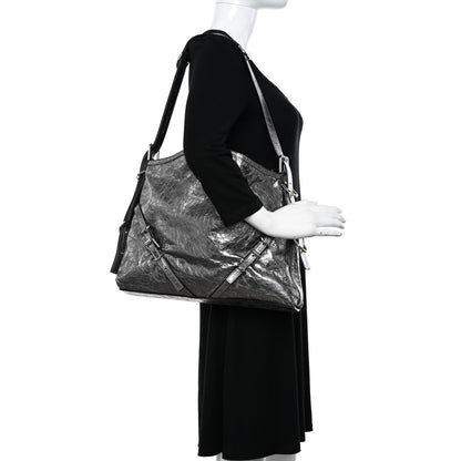 Givenchy Metallic Calfskin Medium Voyou Bag Silver 2 of 11