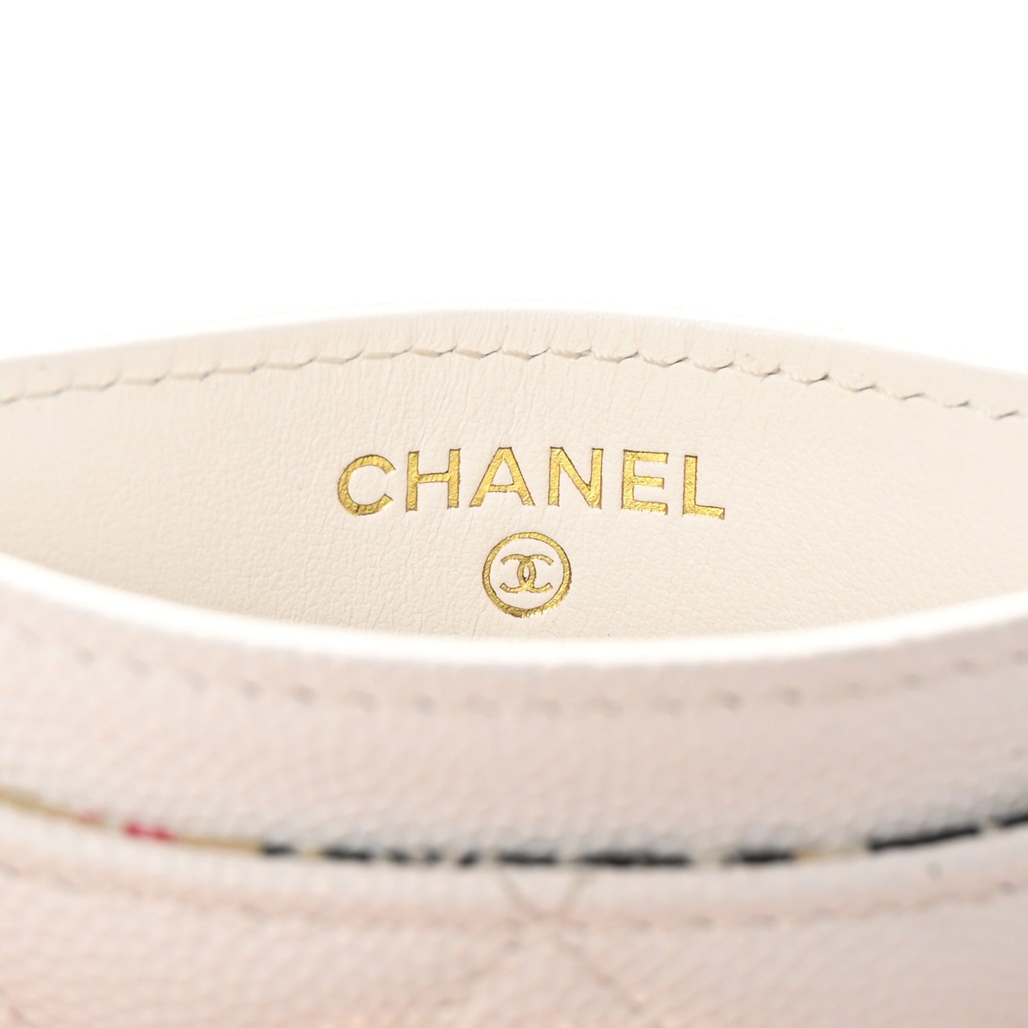 Chanel Caviar Metal Quilted Striated CC Card Holder White 6 of 8