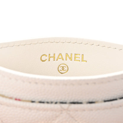 Chanel Caviar Metal Quilted Striated CC Card Holder White 6 of 8