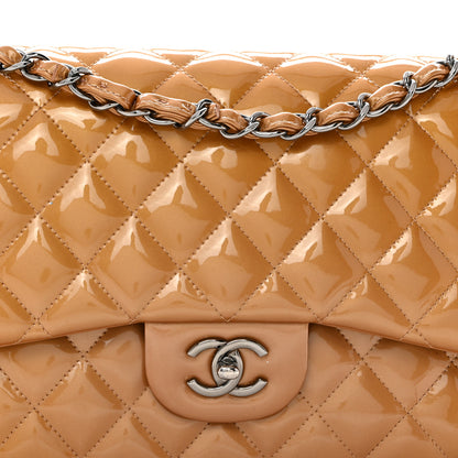 Chanel Patent Quilted Jumbo Double Flap Light Brown 8 of 11