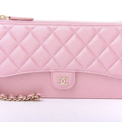 Chanel Iridescent Caviar Quilted Classic Pouch With Handle Rose Pink 7 of 10