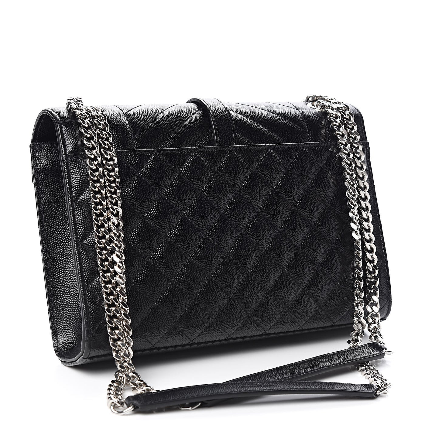 Grain De Poudre Textured Mixed Matelasse Triquilt Medium Monogram Satchel Black