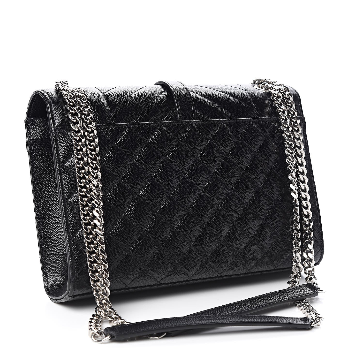 Saint Laurent Grain De Poudre Textured Mixed Matelasse Triquilt Medium Monogram Satchel Black 3 of 9