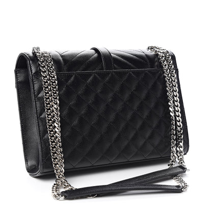 Saint Laurent Grain De Poudre Textured Mixed Matelasse Triquilt Medium Monogram Satchel Black 3 of 9