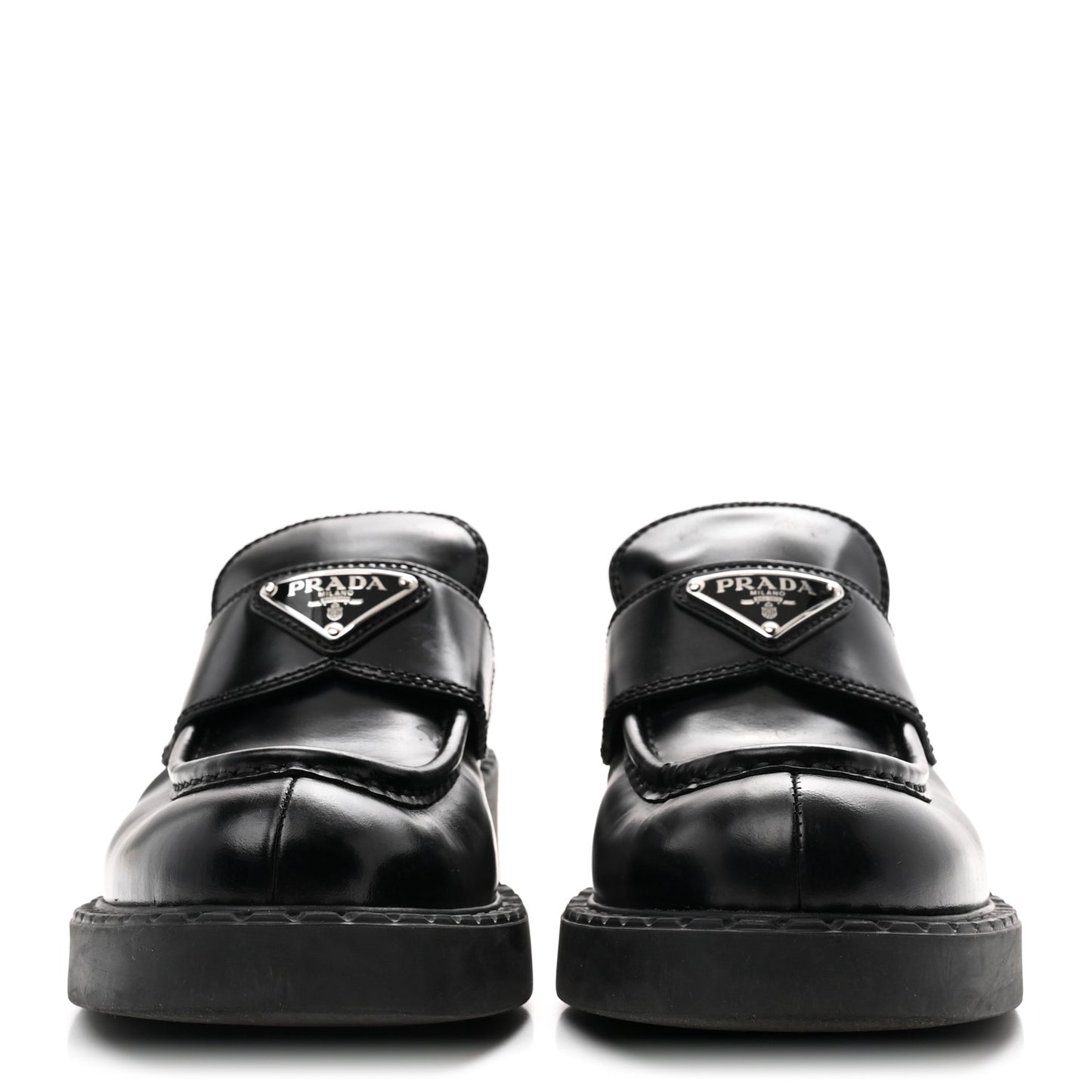 Spazzolato Metal Triangle Logo 50mm Loafers 36.5 Black