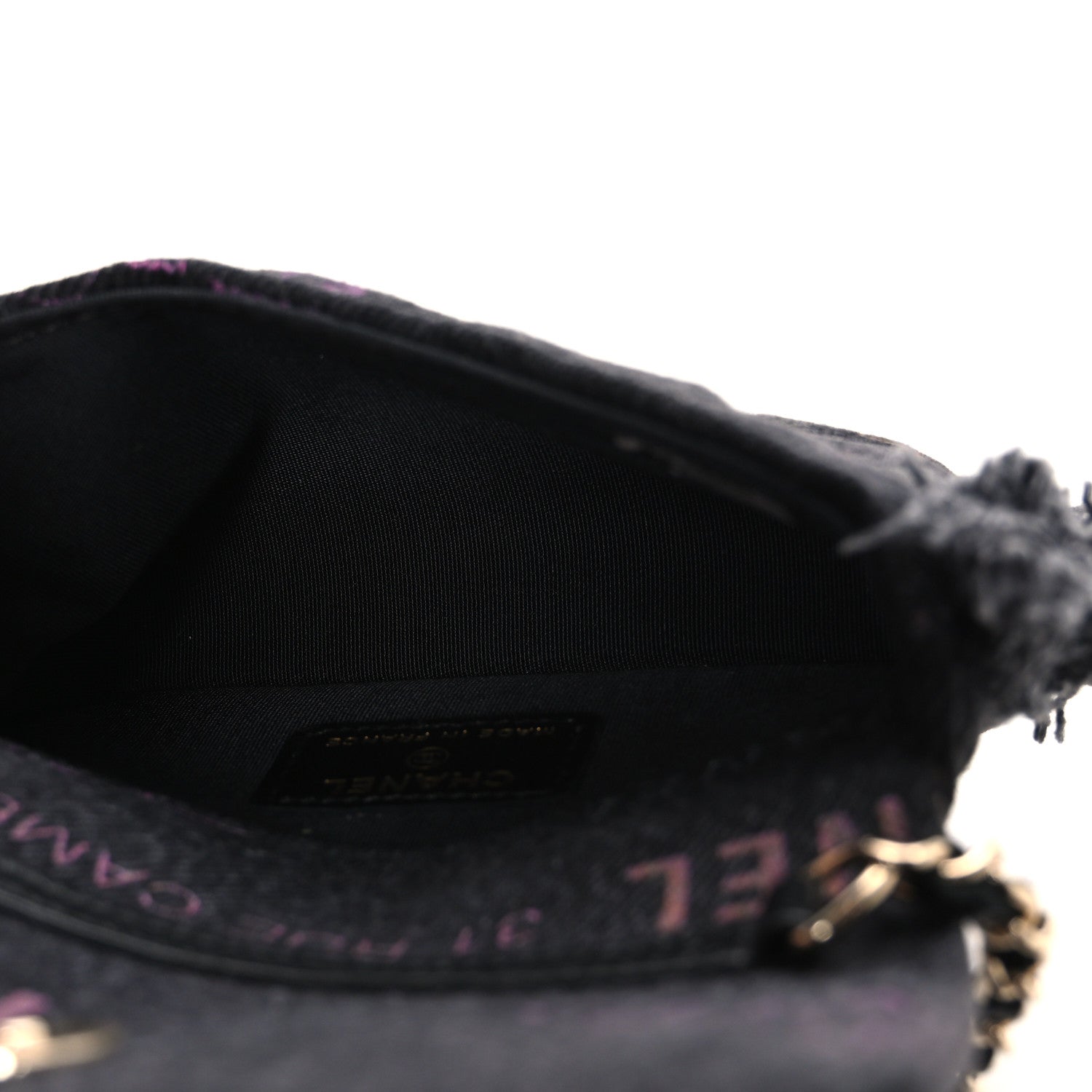 Chanel Denim Quilted Denim Mood Clutch With Chain Black Multicolor 5 of 10
