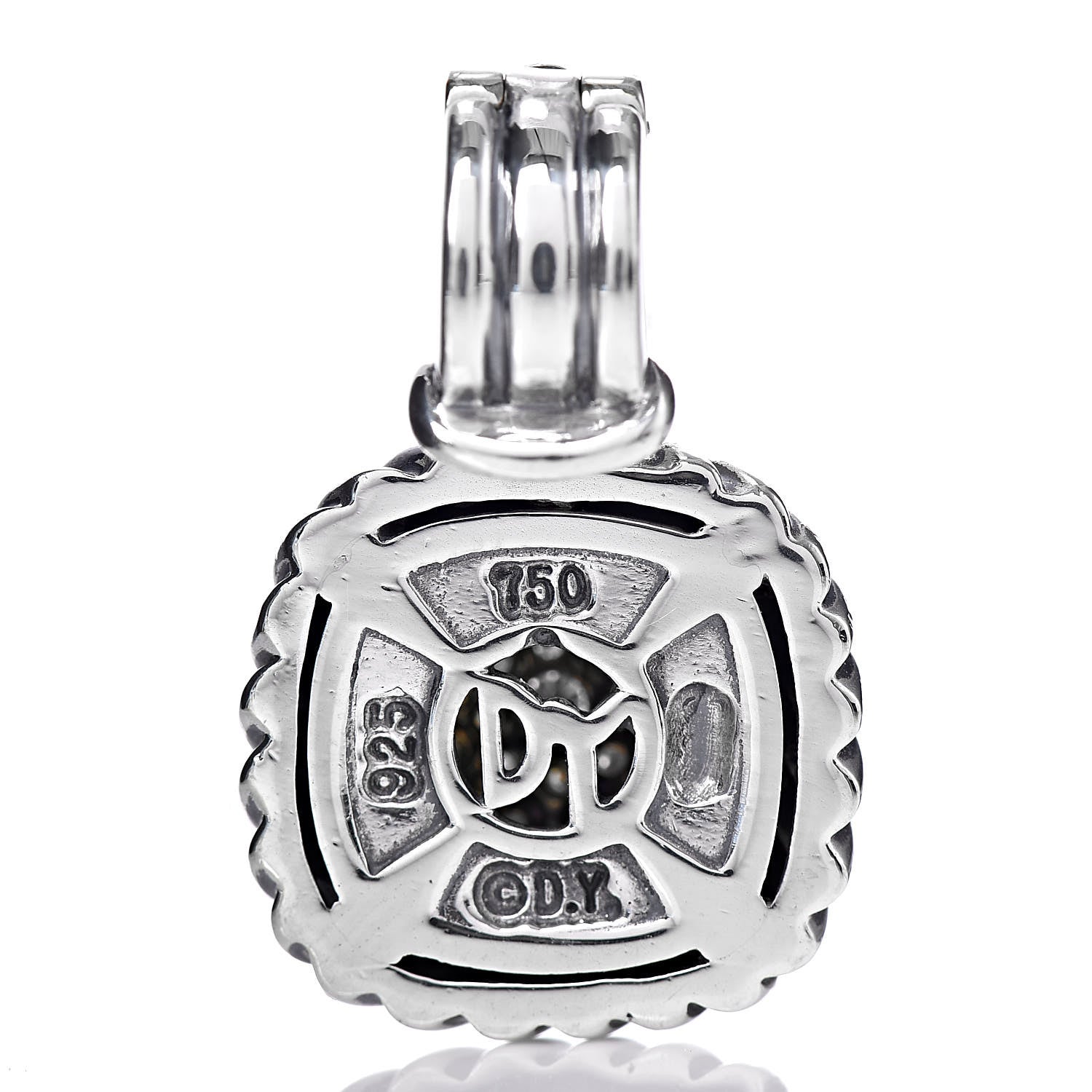 David Yurman Sterling Silver 18K Yellow Gold Diamond Albion Enhancer Pendant 4 of 4