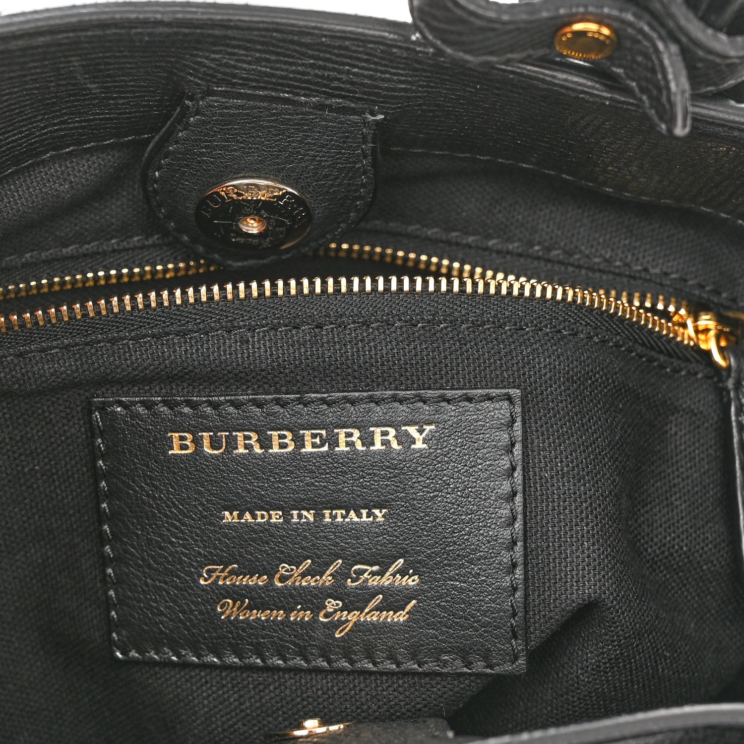 Burberry Derby Calfskin House Check Small Banner Tote Black 6 of 16