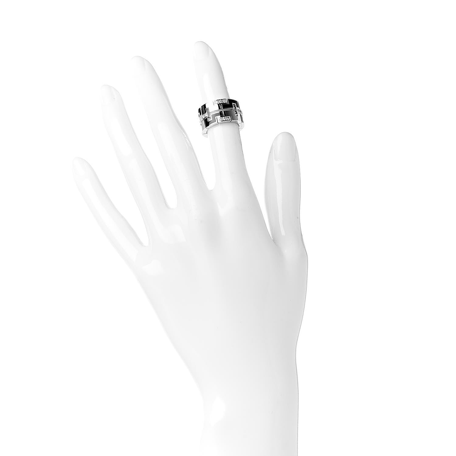 Cartier 18K White Gold Enamel Diamond Le Baiser Du Dragon Ring 46 3.75 2 of 4