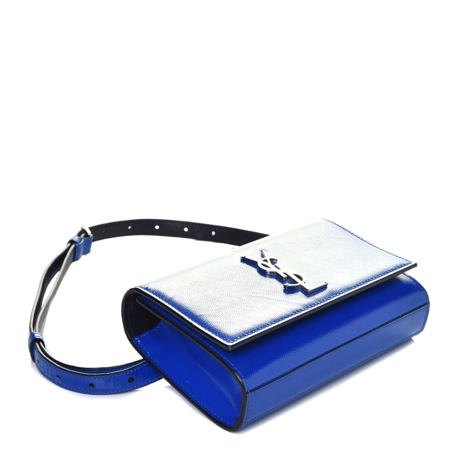 Saint Laurent Patent Grain De Poudre Monogram Kate Belt Bag Royal Blue 4 of 8