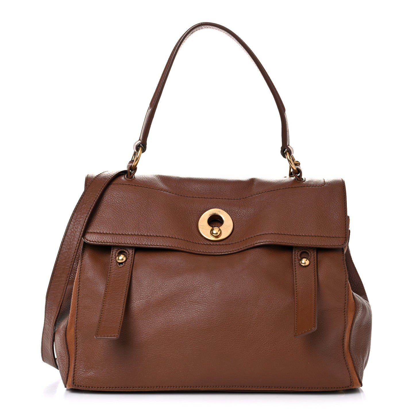 Calfskin Canvas Medium Muse Two Brown