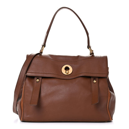 Saint Laurent Calfskin Canvas Medium Muse Two Brown 1 of 23