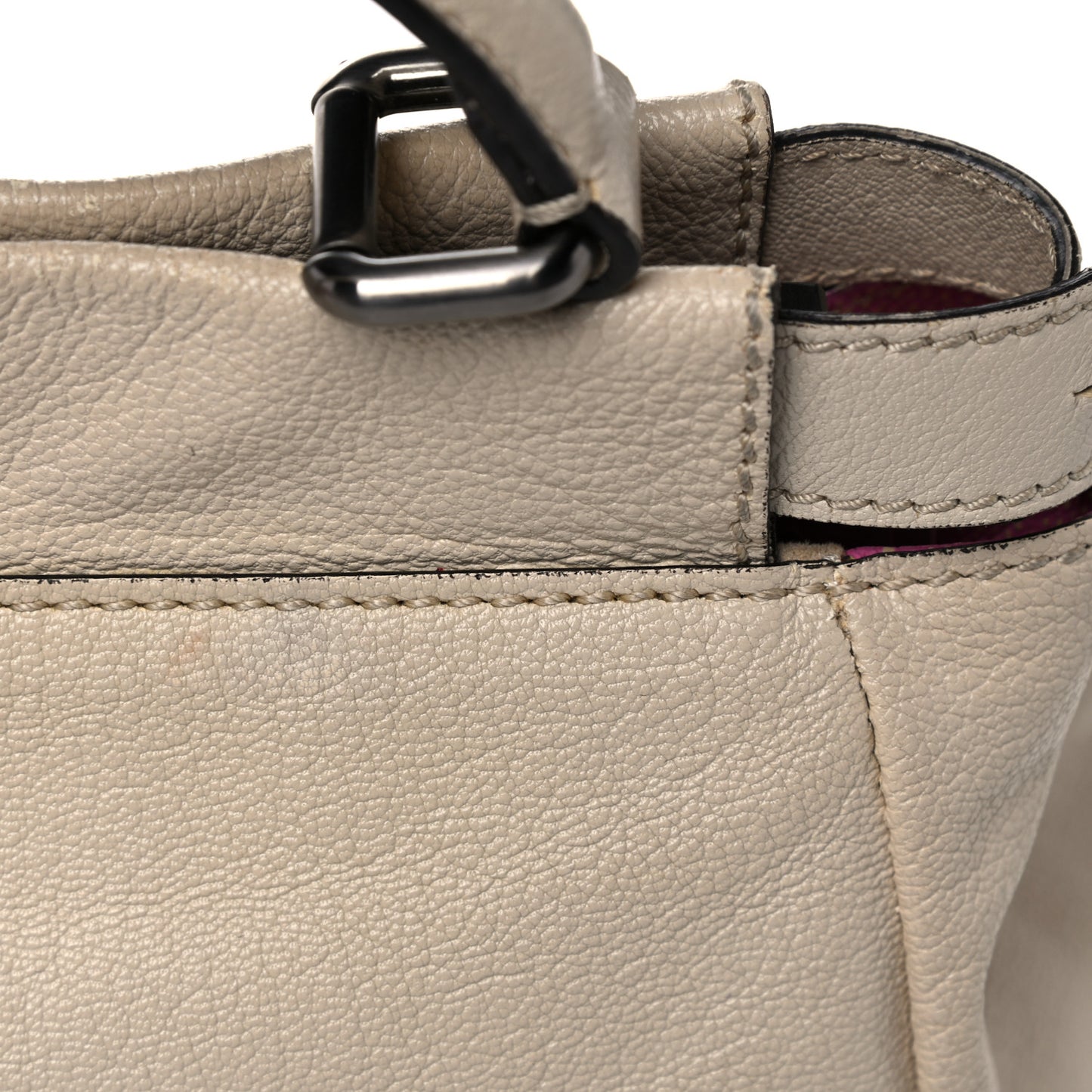 Goatskin Stingray Medium Peekaboo Iconic Satchel White Pink
