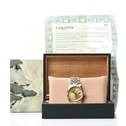 Rolex Stainless Steel 18K Yellow Gold Diamond 36mm Oyster Perpetual Datejust Watch Champagne 16233 8 of 8