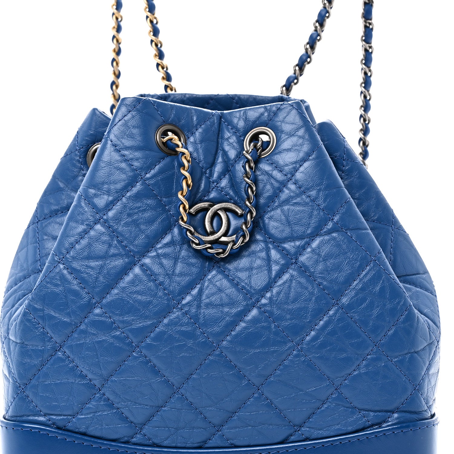 Chanel Aged Calfskin Quilted Small Gabrielle Backpack Blue 8 of 10