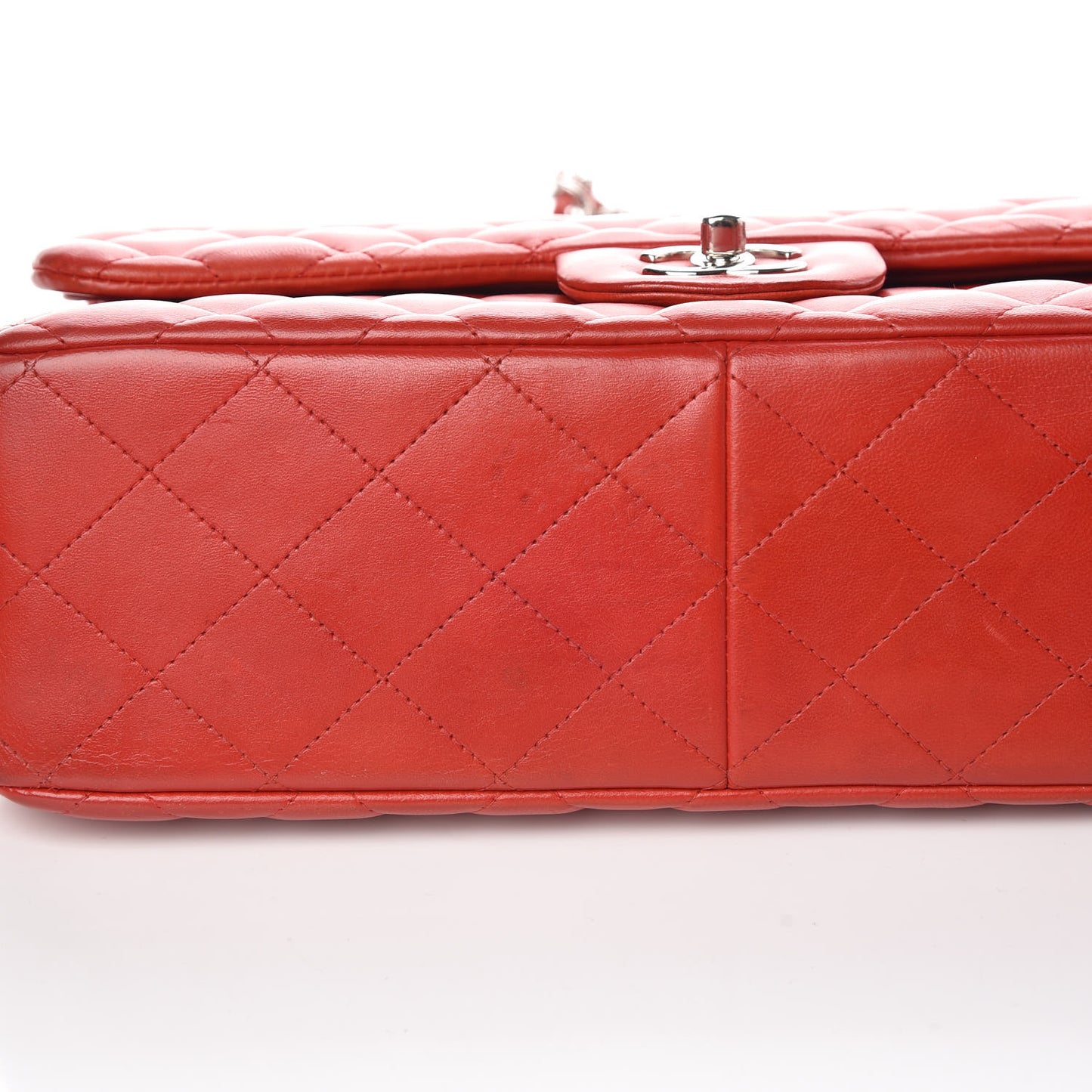 Lambskin Quilted Jumbo Double Flap Red