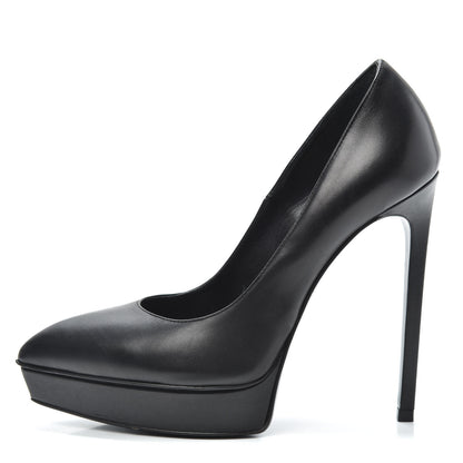Saint Laurent Pebbled Patent Calfskin Janis 105 Pumps Black 1 of 7