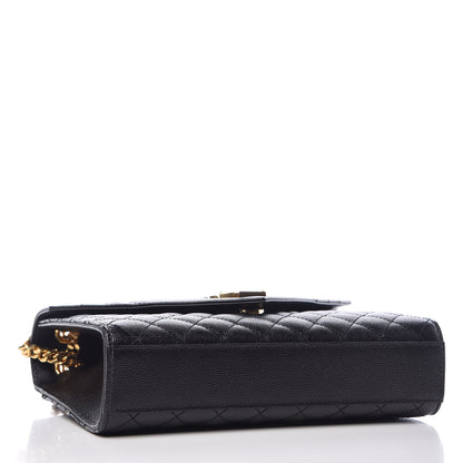 Saint Laurent Grain De Poudre Textured Mixed Matelasse Triquilt Medium Monogram Satchel Black 5 of 9