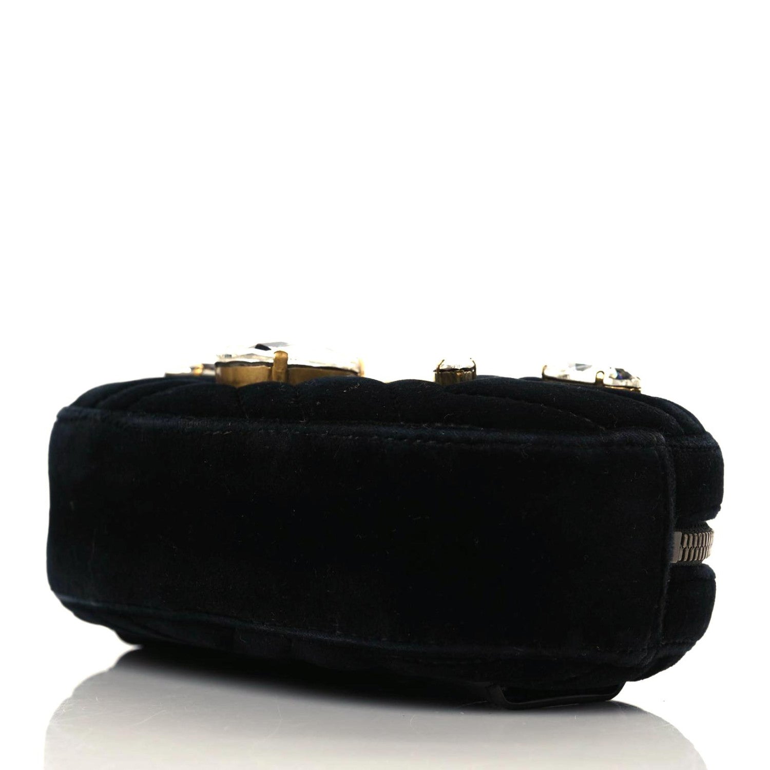 Gucci Velvet Matelasse Marquise Crystals GG Marmont Belt Bag 85 34 Black 6 of 11