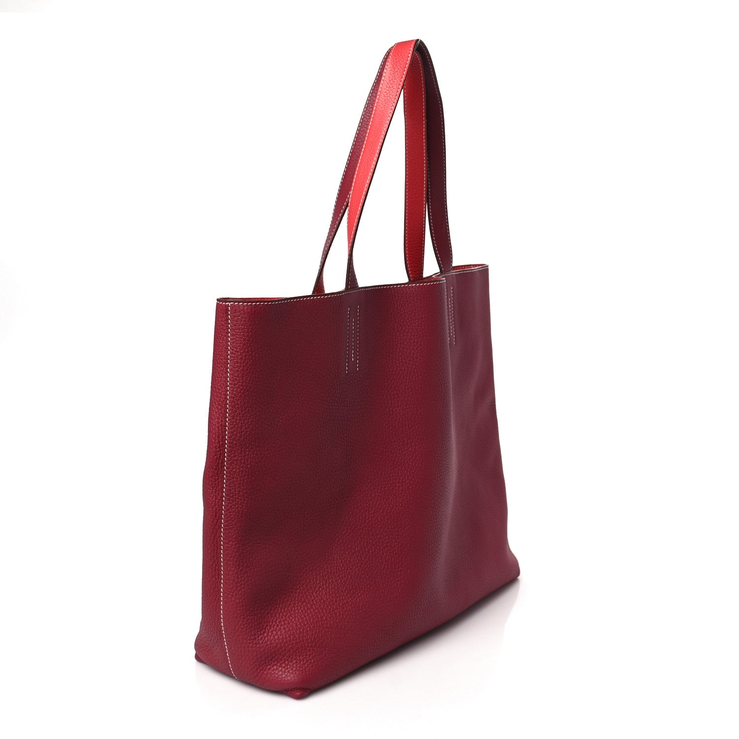 Hermes Taurillon Clemence Double Sens 36 Reversible Tote Rubis Bougainvillea 10 of 13
