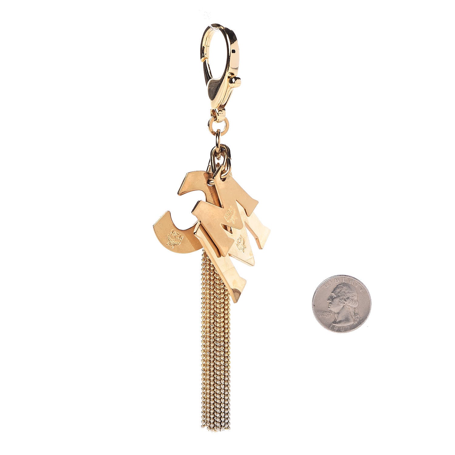 MCM Chain Logo Key Ring Bag Charm Gold 2 of 2