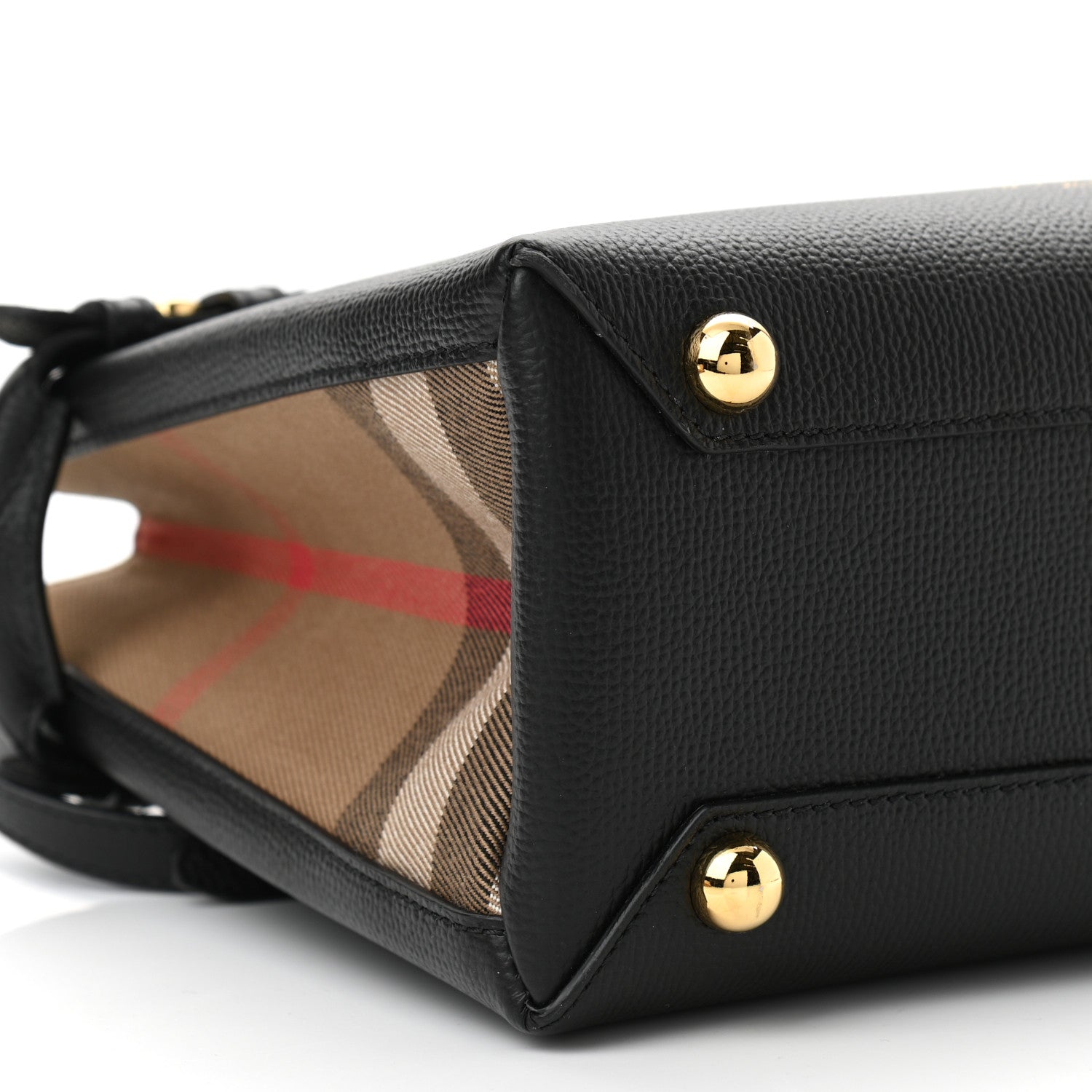 Burberry Derby Calfskin House Check Small Banner Tote Black 9 of 10
