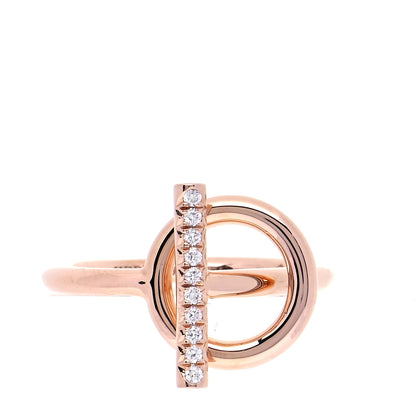Hermes 18K Rose Gold Diamond PM Echappee Ring 53 6.5 1 of 6